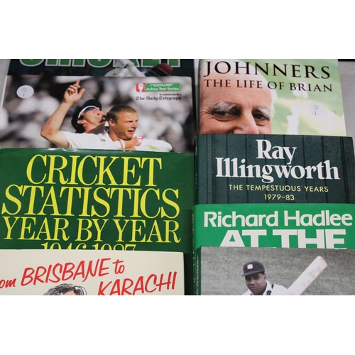 1036 - TWELVE CRICKETING THEMED BOOKS TO INCLUDE ENGLAND'S ASHES, RAY ILLINGWORTH, ETC