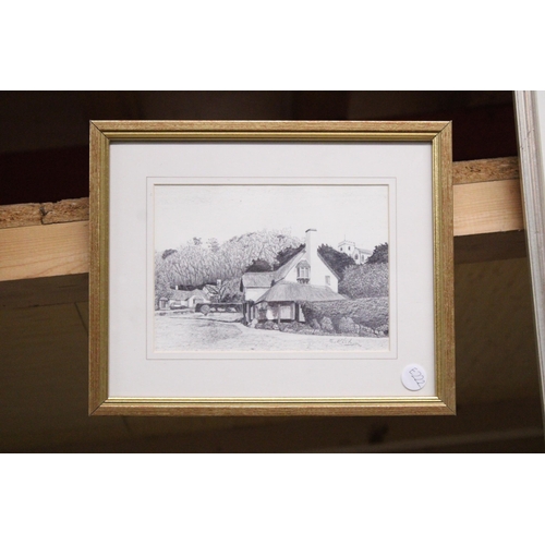 1150 - THREE FRAMED PRINTS OF VILLAGE SCENES AND A HARBOUR SCENE