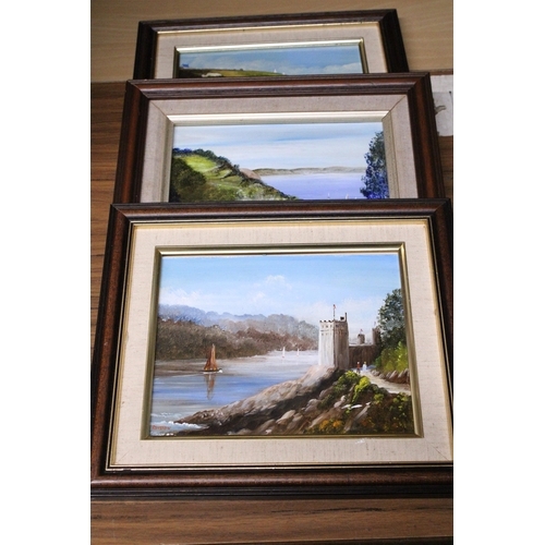 1167 - THREE OIL PAINTINGS ON BOARD BY THE ARTIST ROYSTON TO INCLUDE, BERRY HEAD, BRIXHAM 1989, CHURSTON CO... 