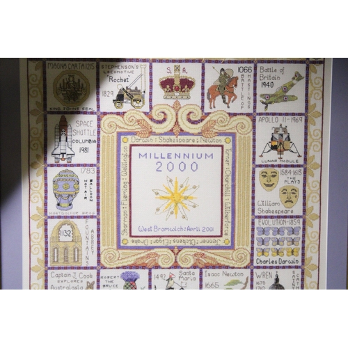 1181 - A FRAMED CRAFT COLLECTION CROSS STITCH LIMITED MILLENNIUM SAMPLER