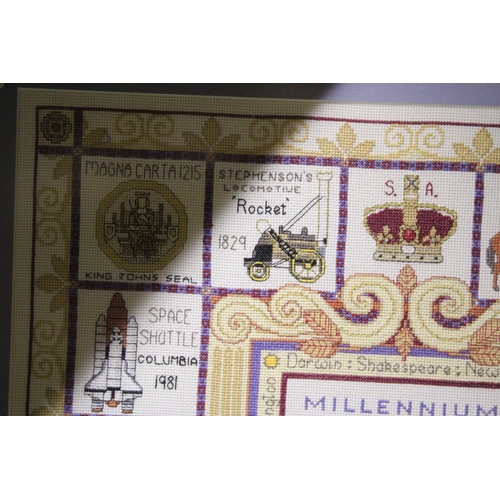 1181 - A FRAMED CRAFT COLLECTION CROSS STITCH LIMITED MILLENNIUM SAMPLER