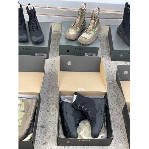 1676 - TWO NEW AND BOXED PAIRS OF LALO RAPID ASSAULT BOOTS IN A UK 7.5 (ONE BLACK PAIR AND ONE CAMMO)