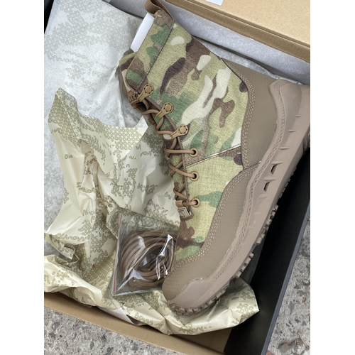 1677 - TWO NEW AND BOXED PAIRS OF LALO RAPID ASSAULT BOOTS IN A UK 7.5 (ONE BLACK PAIR AND ONE CAMMO)