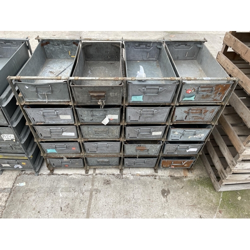 1845 - A GALVANISED METAL TWENTY DRAWER UNIT