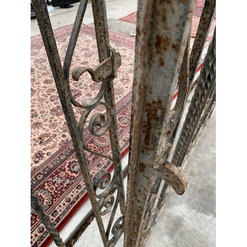 2043 - A PAIR OF WROUGHT IRON GATES, WIDTH 2.5M, HEIGHT 1.4M