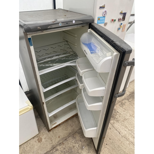 2318 - A GREY HOTPOINT UPRIGHT FRIDGE