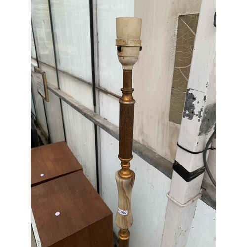 2351 - AN ONYX AND BRASS STANDARD LAMP AND A SMALL TABLE LAMP