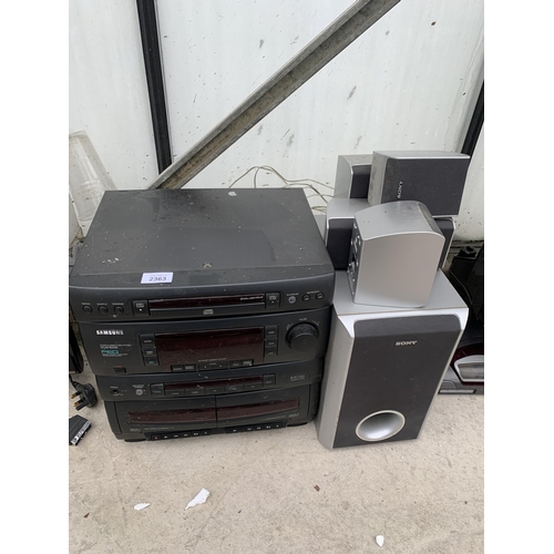 2363 - A SAMSUNG STEREO SYSTEM AND FIVE SONY SPEAKERS