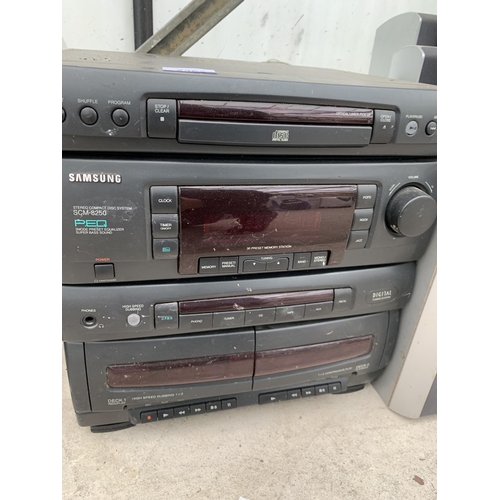 2363 - A SAMSUNG STEREO SYSTEM AND FIVE SONY SPEAKERS