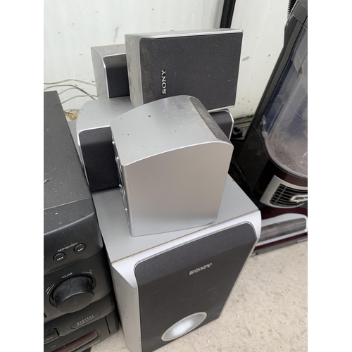 2363 - A SAMSUNG STEREO SYSTEM AND FIVE SONY SPEAKERS