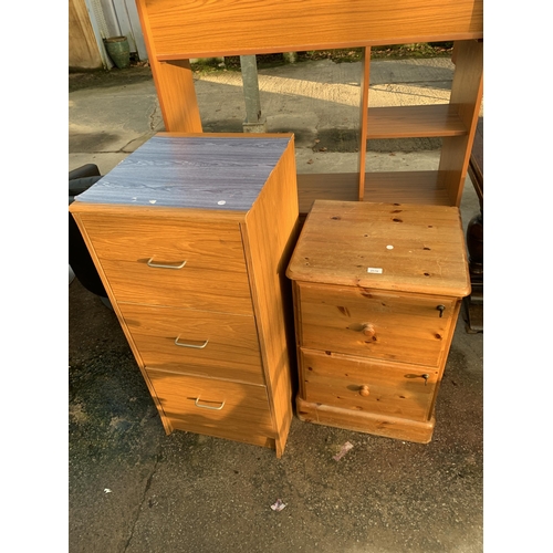 2576 - A PINE TWO DRAWER FILING CABINET AND A THREE DRAWER FILING CABINET