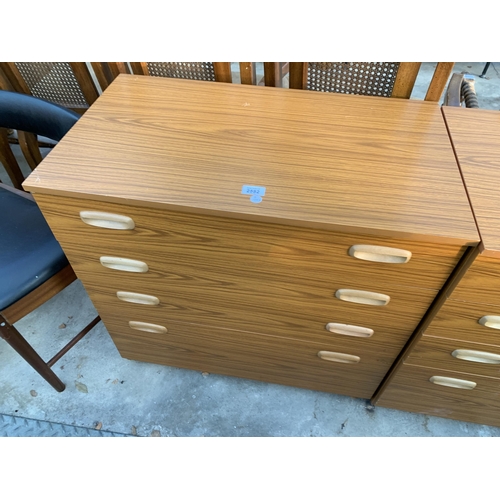 2582 - A RETRO TEAK SCHREIBER CHEST OF FOUR DRAWERS, 29.5