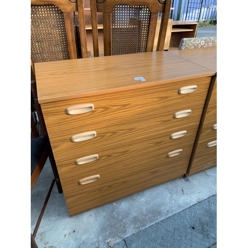 2582 - A RETRO TEAK SCHREIBER CHEST OF FOUR DRAWERS, 29.5