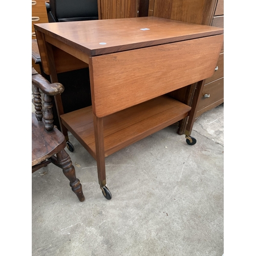 2667 - A RETRO TEAK TWO TIER DROP LEAF TROLLEY