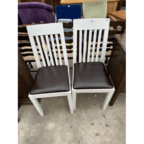 2681 - A PAIR OF WHITE PAINTED DINING CHAIRS