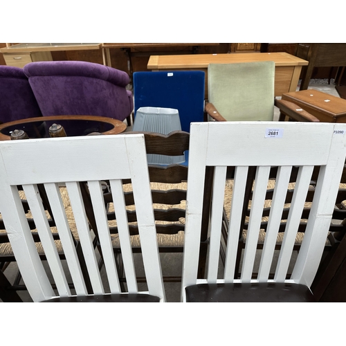 2681 - A PAIR OF WHITE PAINTED DINING CHAIRS