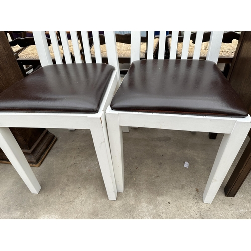 2681 - A PAIR OF WHITE PAINTED DINING CHAIRS