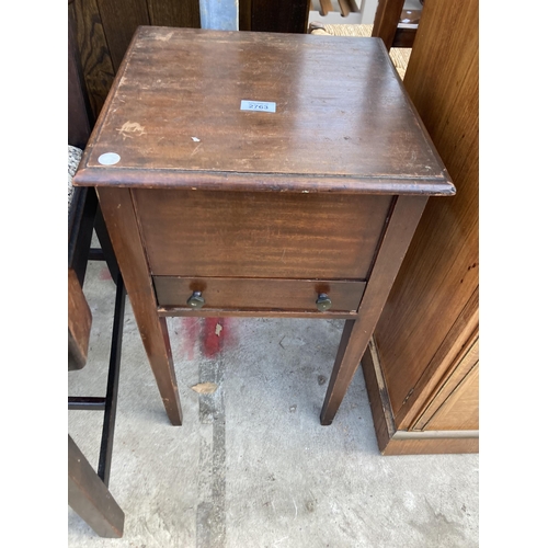 2763 - A MID 20TH CENTURY SEWING BOX ON LEGS