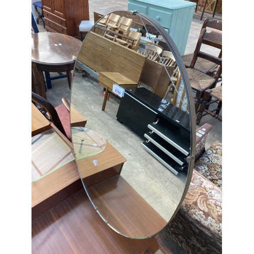 2780 - A RETRO LEBUS STEPPED DRESSING TABLE ENCLOSING THREE DRAWERS AND TWO GLASS SHELVES, 43