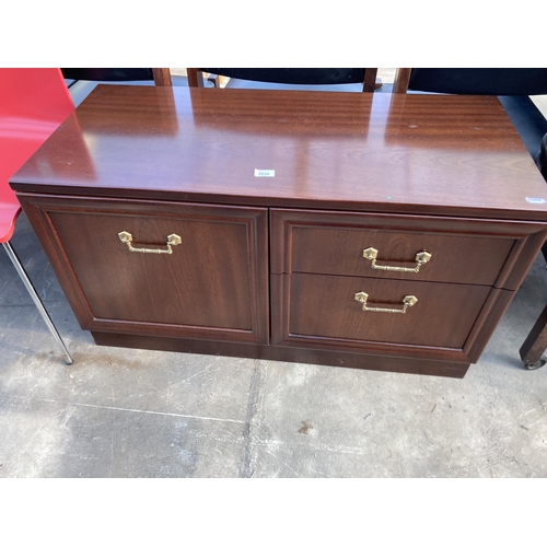 2836 - A MAHOGANY G-PLAN SIDE UNIT ENCLOSING TWO DRAWERS AND CUPBOARD, 39.5