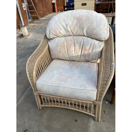 2851 - A WICKER AND BAMBOO CONSERVATORY CHAIR