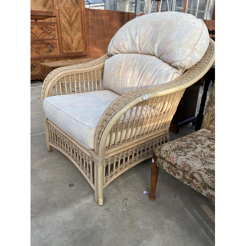 2851 - A WICKER AND BAMBOO CONSERVATORY CHAIR