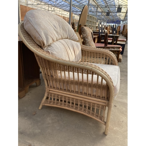 2851 - A WICKER AND BAMBOO CONSERVATORY CHAIR