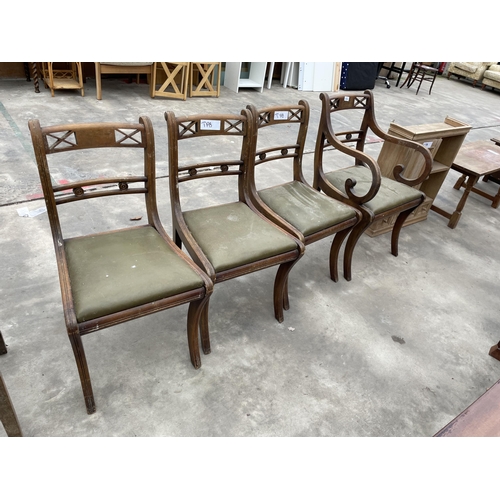 2936 - FOUR REGENCY STYLE DINING CHAIRS, ONE BEING A CARVER