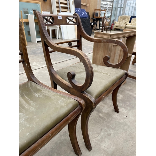 2936 - FOUR REGENCY STYLE DINING CHAIRS, ONE BEING A CARVER