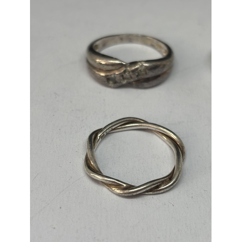 529 - SIX VARIOUS MARKED SILVER RINGS