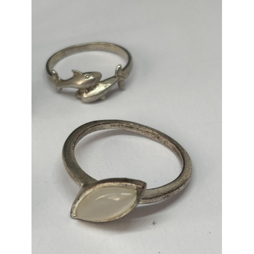 533 - SIX VARIOUS MARKED SILVER RINGS