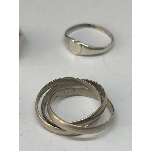 542 - SIX VARIOUS MARKED SILVER RINGS