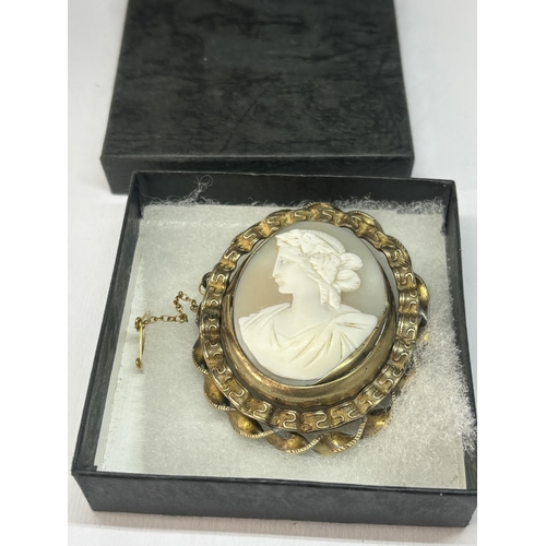 554 - A VICTORIAN PINCH BECK CAMEO BROOCH