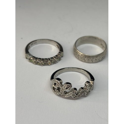 555 - FIVE VARIOUS MARKED SILVER RINGS