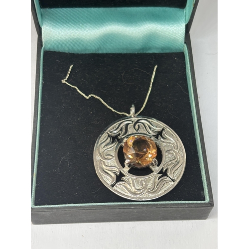 573 - A MARKED SILVER SCOTTISH NECKLACE IN A PRESENTAION BOX