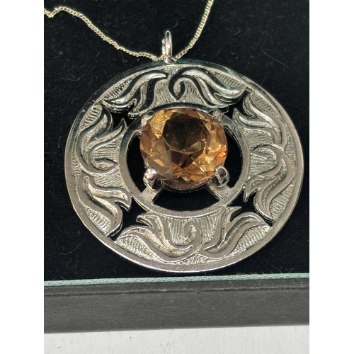 573 - A MARKED SILVER SCOTTISH NECKLACE IN A PRESENTAION BOX