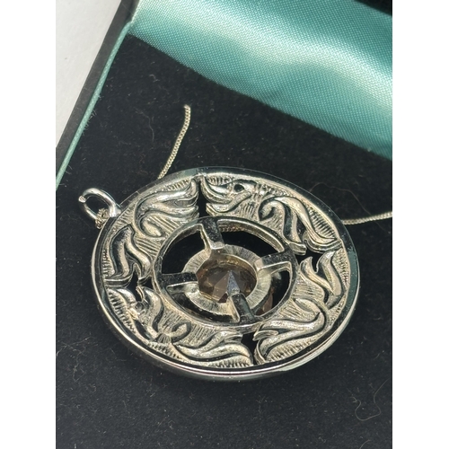 573 - A MARKED SILVER SCOTTISH NECKLACE IN A PRESENTAION BOX