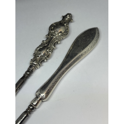 82 - TWO HALLMARKED SILVER HANDLED BUTTON HOOKS