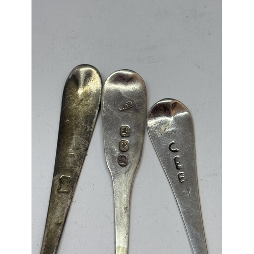 91 - THREE HALLMARKED EXETER 1853 GEORGIAN SPOONS GROSS WEIGHT 27.9 GRAMS