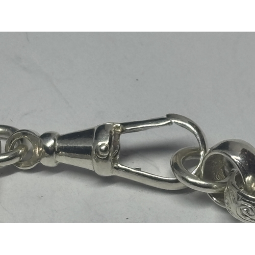 636 - A MARKED SILVER ROLLER BALL BRACELET