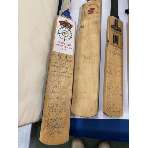 10 - SEVEN SMALL CRICKET BATS FROM VARIOUS COUNTIES, TO INCLUDE ZIMBABWE V SRI LANKA - SOME SIGNED