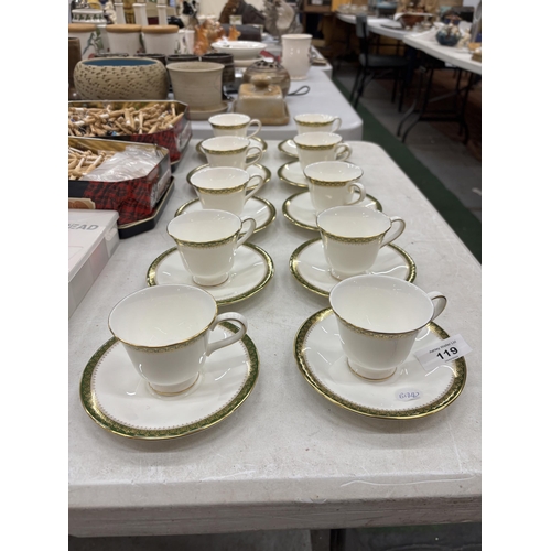 119 - A QUANTITY OF WEDGWOOD CHESTER PATTER BONE CHINA CUPS AND SAUCERS