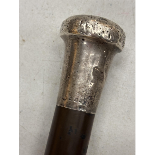 19 - A 1918 HALLMARKED SILVER  WALKING CANE