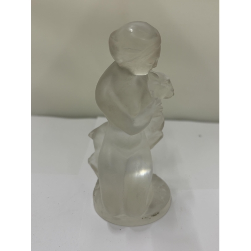 6 - A VINTAGE LALIQUE, GREEK GODDESS DIANA WITH A FAUN 11.5CM