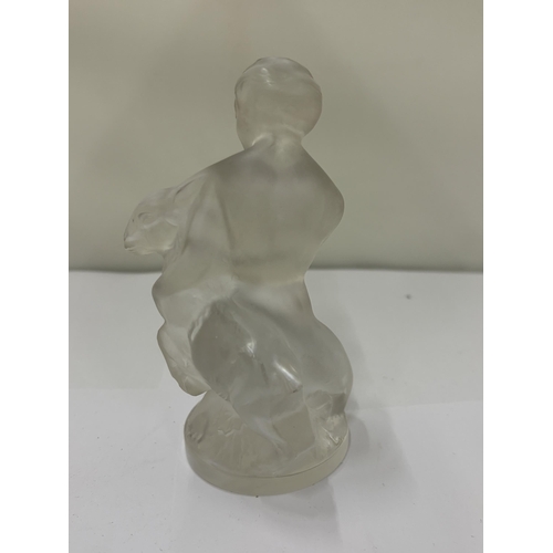 6 - A VINTAGE LALIQUE, GREEK GODDESS DIANA WITH A FAUN 11.5CM