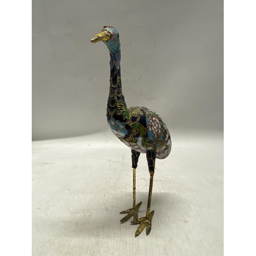 341 - A CHINESE ENAMEL CLOISONNE BIRD FIGURE