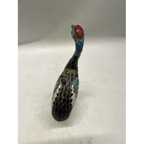 341 - A CHINESE ENAMEL CLOISONNE BIRD FIGURE