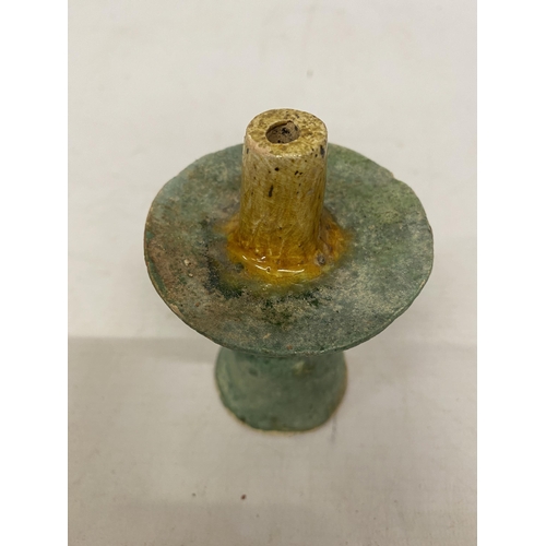 350 - A POSSIBLE ANCIENT CHINESE MING DYNASTY GLAZED BELL BASED PEDESTAL TOMB/INCENSE BURNER