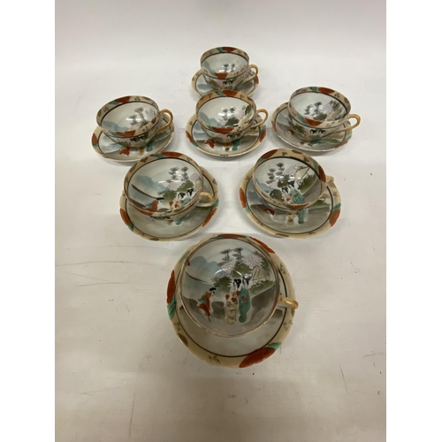 352 - A VINTAGE MID-CENTURY JAPANESE GEISHA EGG SHELL PORCELAIN 23 PIECE TEASET