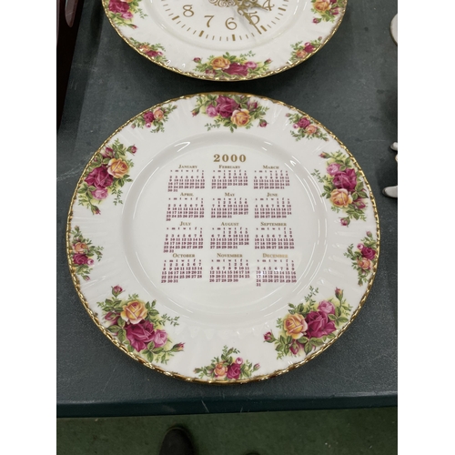 78 - THREE PIECES OF ROYAL ALBERT 'OLD COUNTRY ROSES TO INCLUDE A TELEPHONE, WALL CLOCK AND CALENDAR